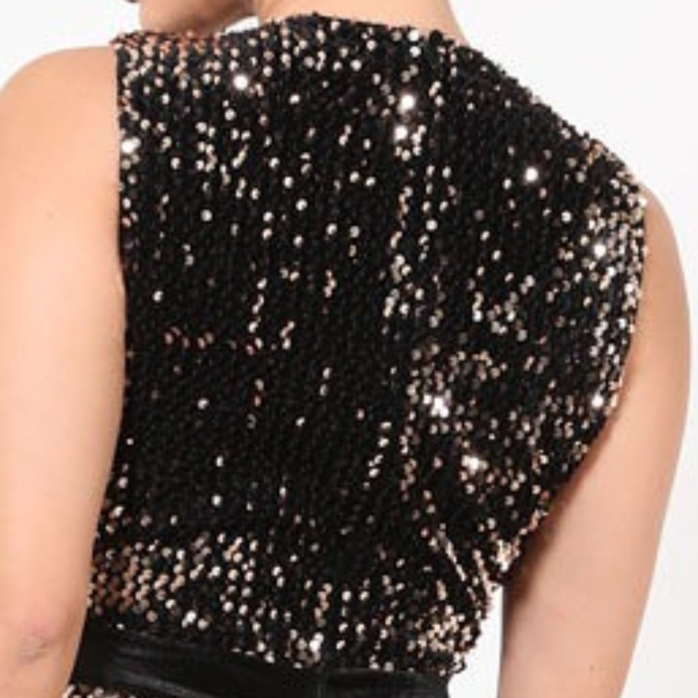 Perfect Party Gold + Black Sequin Jumpsuit - Picture 7 of 7